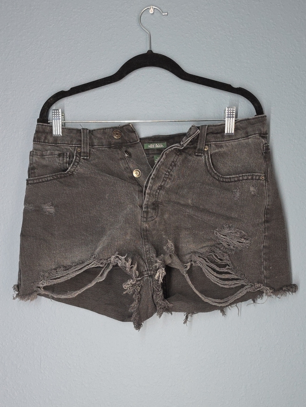 Distressed High-Waist Women's Denim Shorts Black C31